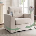 thumbnail image 1 of Tabaray Swivel Accent Chair, Recliner Armchair, Modern Round Barrel Chair with Storage Pocket, Single Sofa with Cup Holder and Cushion for Living Room, Bedroom, Guest Room, Office, 1 of 18