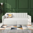 thumbnail image 1 of Tabaray Twin Size Daybed Upholstered Futon Sofa Bed  with 2 Drawers Storage, Ribbed Tufted Backrest Lavish Modern Design, Couch Bed Frame for Bedroom Living Room Guest Room Apartment,  Ivory Boucle, 1 of 8