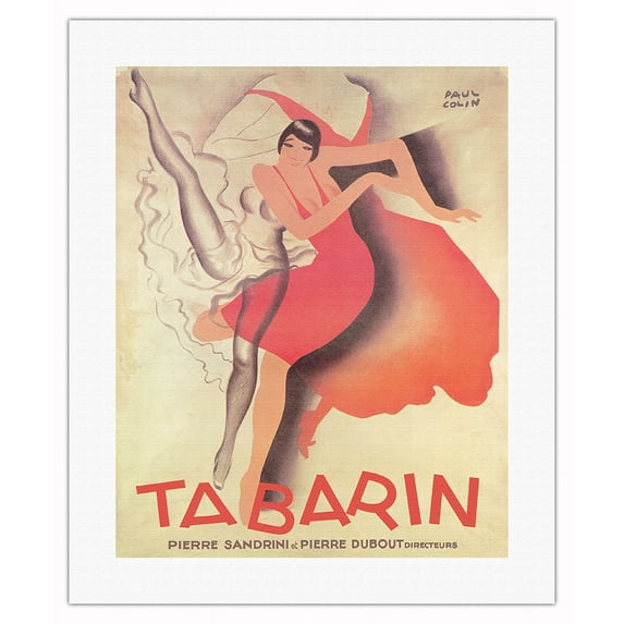 Tabarin Dance Hall - Paris France - featuring The Charleston - Vintage French Dance Poster by Paul Colin c.1928 - Fine Art Rolled Canvas Print 16in x 20in