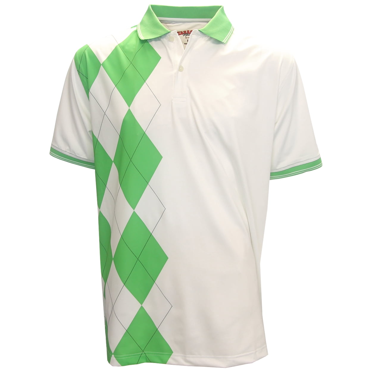 Tabasco Argyle Polo Golf Shirt, Large White/Lime