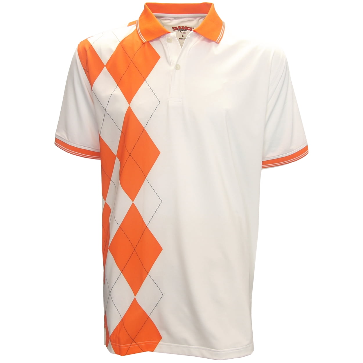 Tabasco Argyle Polo Golf Shirt, Medium White/Orange