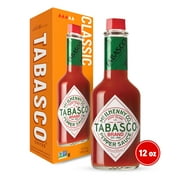 Tabasco Original Red Pepper Sauce, 12 oz, Regular Glass Hot Sauce Bottle, Gluten Free
