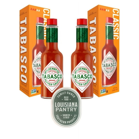 Tabasco Original Red Pepper Sauce, 5 oz Regular Glass Hot Sauce Bottle, Gluten-Free, 2 Pack - Authentic Flavor for Any Dish