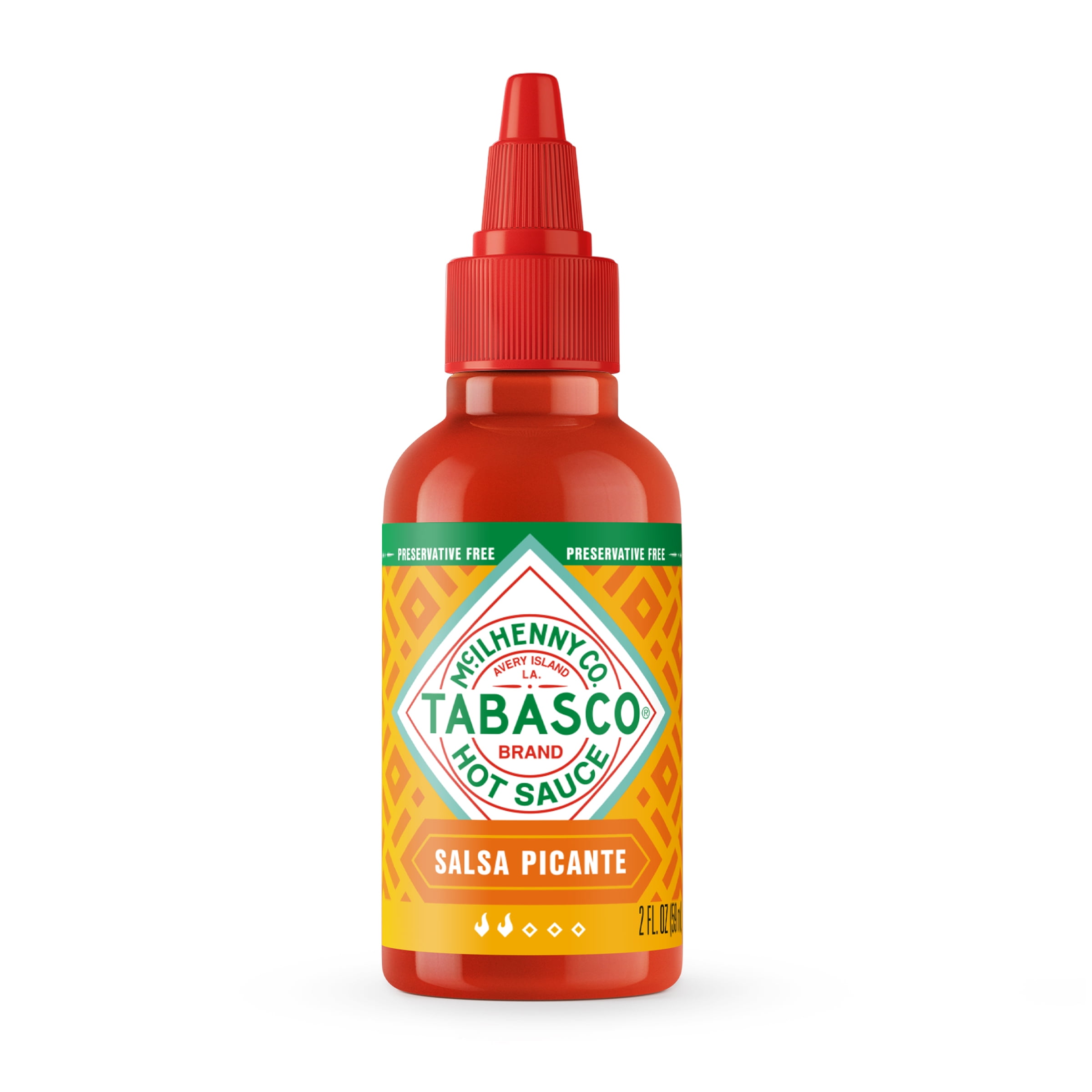 Tabasco Salsa Picante, Hot Sauce, 2floz MiniSqueezable Plastic Bottle, Gluten Free