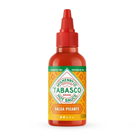 Tabasco Salsa Picante, Hot Sauce, 2 fl oz Mini Squeezable