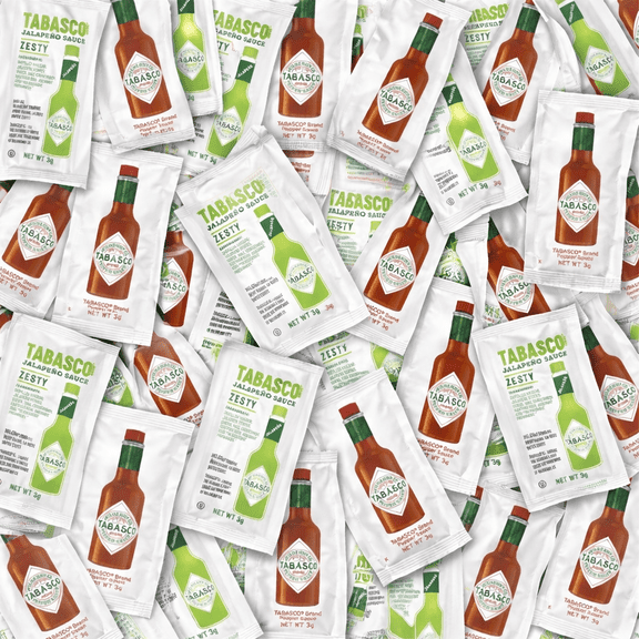 Tabasco Sauce Packets Variety Pack 40 Single-Serve Sachets (20 Hot Pepper Sauce + 20 Jalapeo Sauce), 3g Each Condiment Packets for Tacos, Pizza, Burgers & Meals