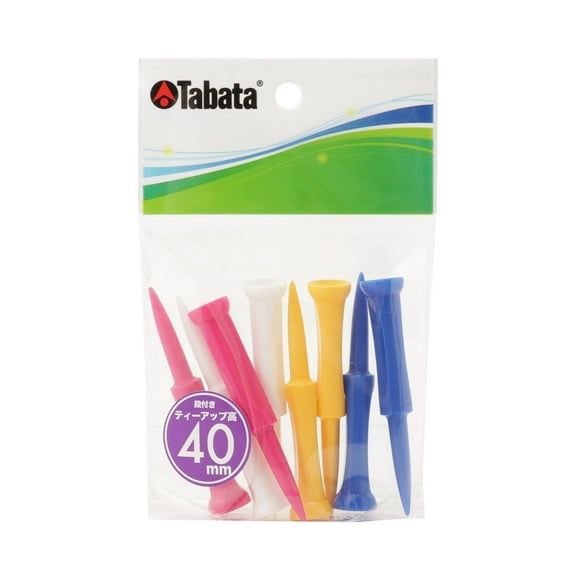 Tabata GOLF GV0467 Plastic Stepped Wood Tee Super Long, 1.6 Inch, 40mm, 8 Pack, Assorted Colors
