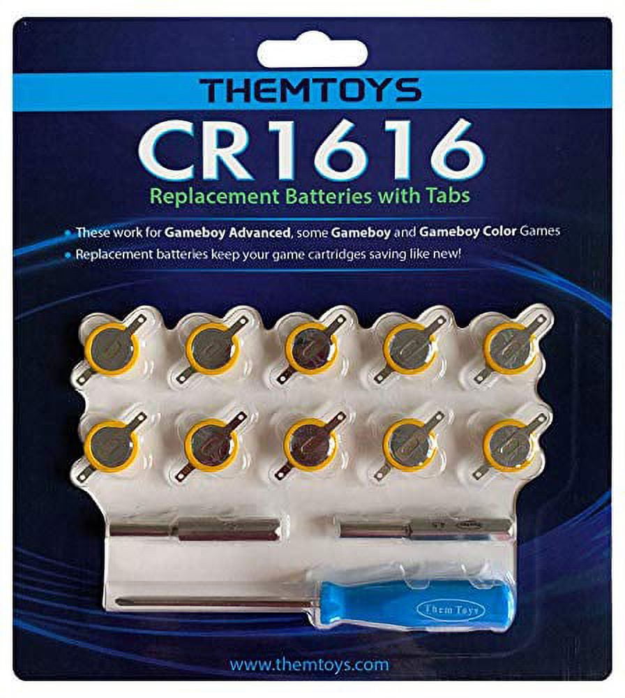 Tabbed CR1616 Battery with Solder Tabs, 10x CR1616 3V Lithium Battery
