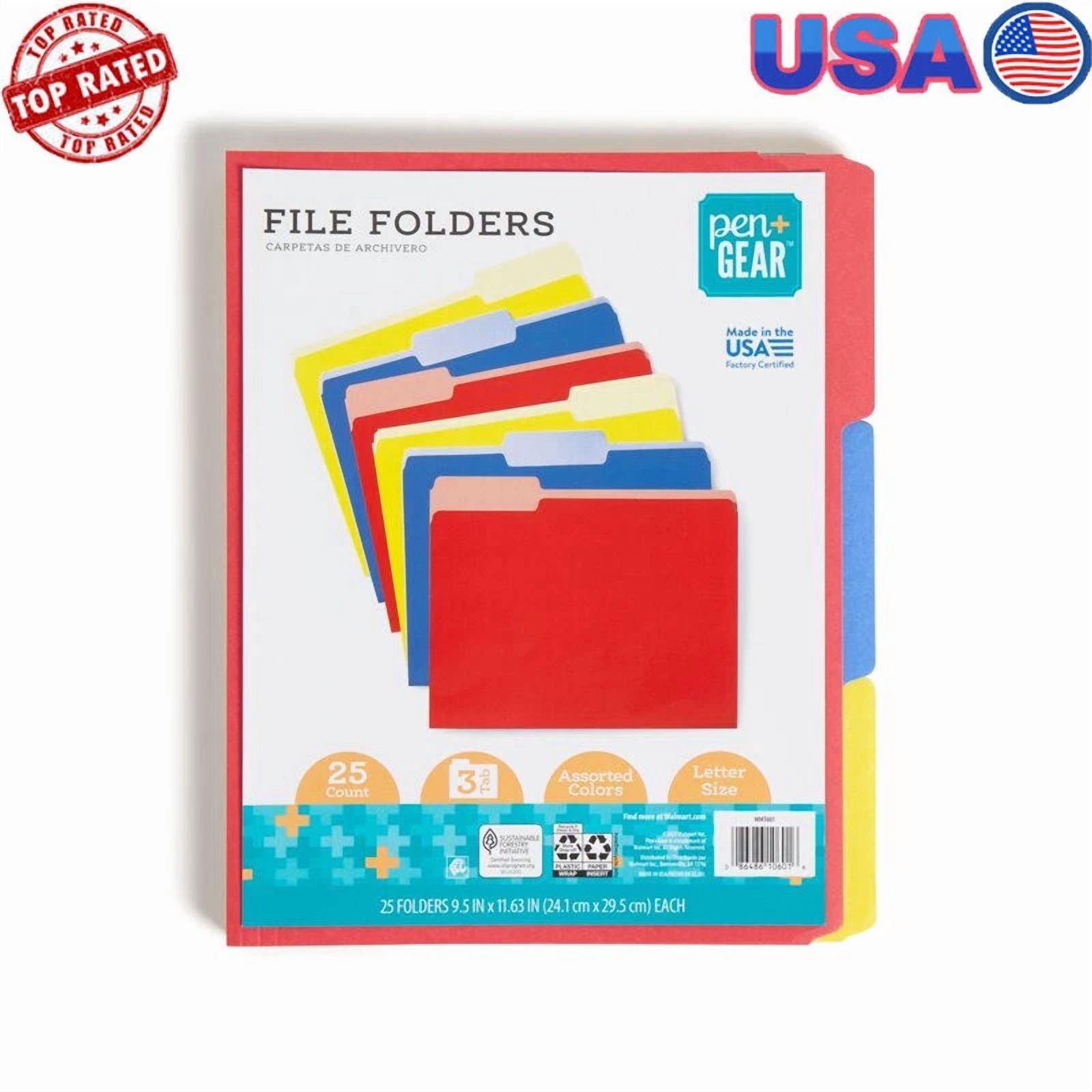 Tabbed File Folders 25 Pack Assorted Colors Letter Size Document Organizer New
