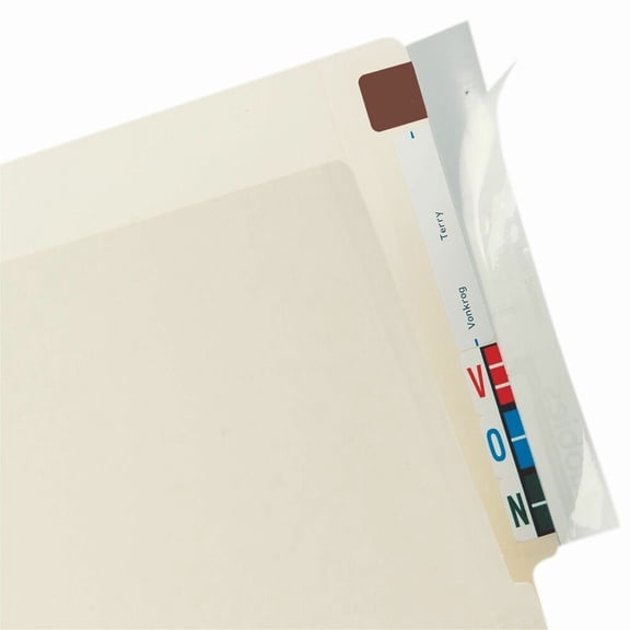 Tabbies 68386 2 in. x 8 in. End Tab Self-Adhesive Label/File Folder Protector - Clear (100/Pack)