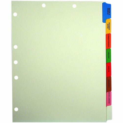Tabbies 8-Side Tab Medical Chart Index Set, 9" Divider Width x 11" Divider Length, Manila Tab(s) (54505) | 2 Boxes