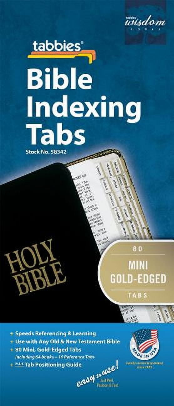Tabbies Bible Tabs Self-Adhesive Mini Gold-Edged Index Tabs, 80 Count