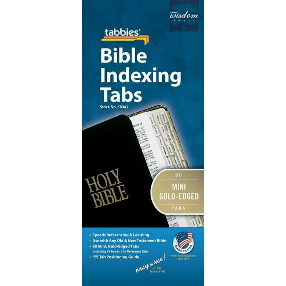 Tabbies Bible Tabs Self-Adhesive Mini Gold-Edged Index Tabs, 80 Count