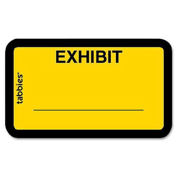 Tabbies Color-coded Legal Exhibit Labels - 1 5/8" x 1" Length - Yellow - 252 / Pack | Bundle of 10 Packs