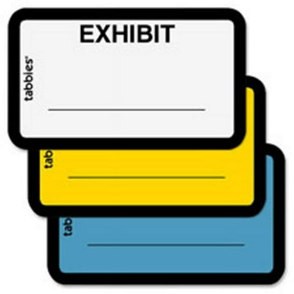 Tabbies Color-coded Legal Exhibit Labels - 1 5/8" x 1" Length - Yellow - 252 / Pack | Bundle of 5