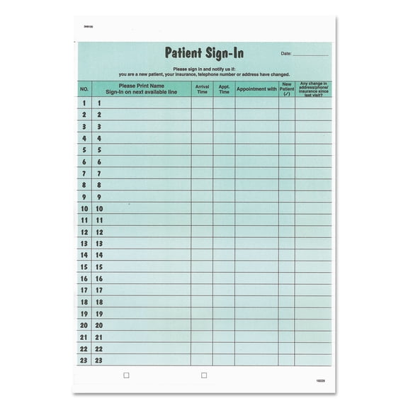Tabbies Patient Sign-in Form 14532