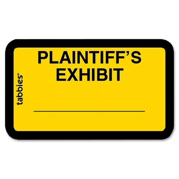 Tabbies Plaintiff's Exhibit Legal File Labels - 1 5/8" x 1" Length - Yellow - 252 / Pack | Bundle of 2 Packs