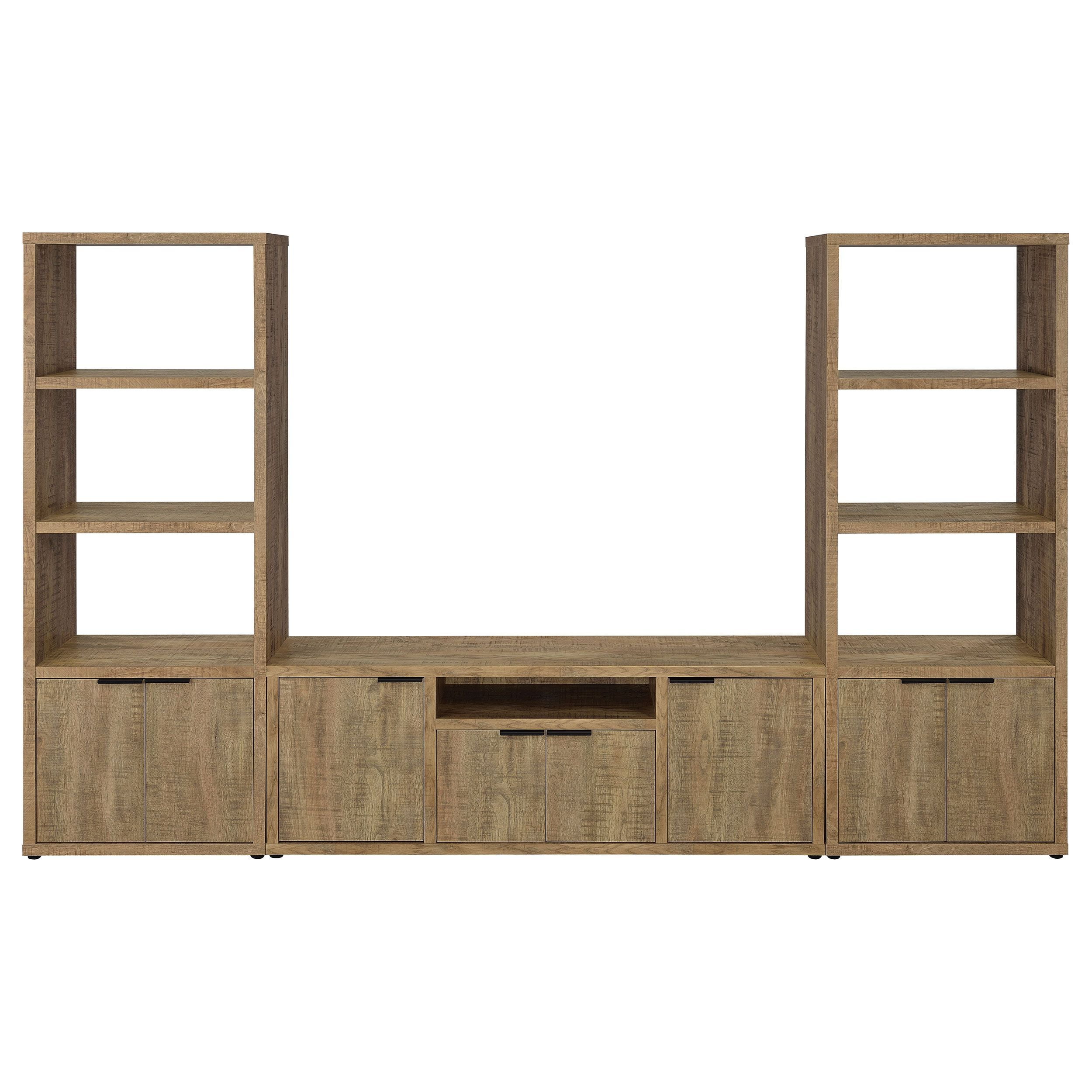 Rustic Mango Wood 3-Piece Entertainment Center with Storage