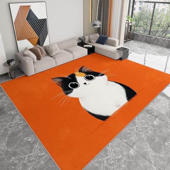 Tabby Cat Area Rugs, Cute Tabby Cats Carpet, Washable Non Slip Low Pile Soft Rug for Living Room Bedroom Dining Room Decor Mat 5x8ft