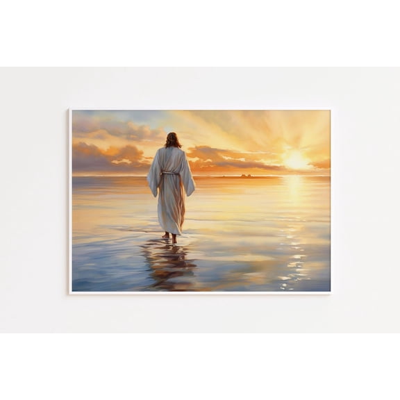 Tabby Cat in Bathtub Art Cute Cat Bathroom Wall Art Whimsical Pet Rubber Ducks Animal Decor Jesus Walking on Water Art Christian Art Design 8, UNFRAMED Size 30x30