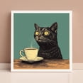thumbnail image 1 of Tabby Cat Chilling With Coffee Poster, Coffee Bar Decor, Tabby Cat Art Print, Quirky Wall Decor - Cute Gift For Cat & Coffee Lovers Wall Art, Modern Wall Decor, 30x30 UNFRAMED, 1 of 2