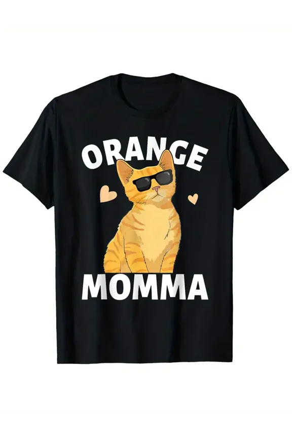 Tabby Cat Orange Cat Mom Orange Momma Funny Cat lovers T-Shirt, Suitable for Mens & Womens Outdoor T-Shirt, 100%cotton, S-XXXL