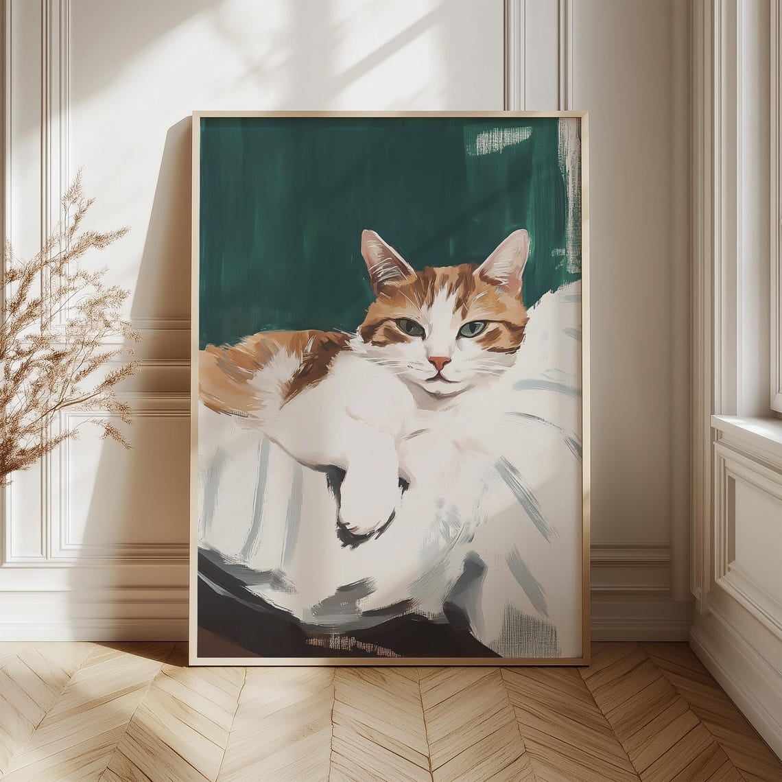 Tabby Cat Wall Art Print, Cozy Pet Decor For Cat Lovers, Minimalist ...