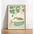 thumbnail image 1 of Tabby Cat in Bathtub Japanese Bathroom Ukiyo e Art, Stretched Canvas 12x16in, 1 of 4