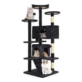 thumbnail image 1 of Tabby Indoor Upholstered Faux-Fur Wood Dark Gray Cat Condo Tree Tower for Pet Room, 1 of 29