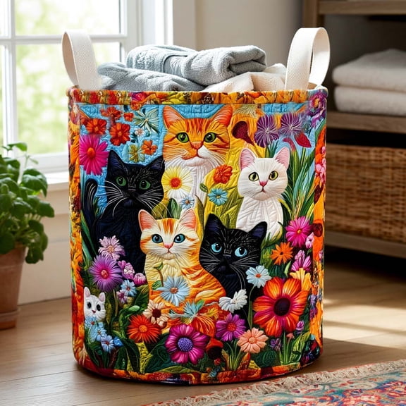 Tabby Quilted Laundry Basket, Clothes Hamper Storage Bag, Housewarming Gift Ideas, Mother's Day Gifts, Birthday Gift