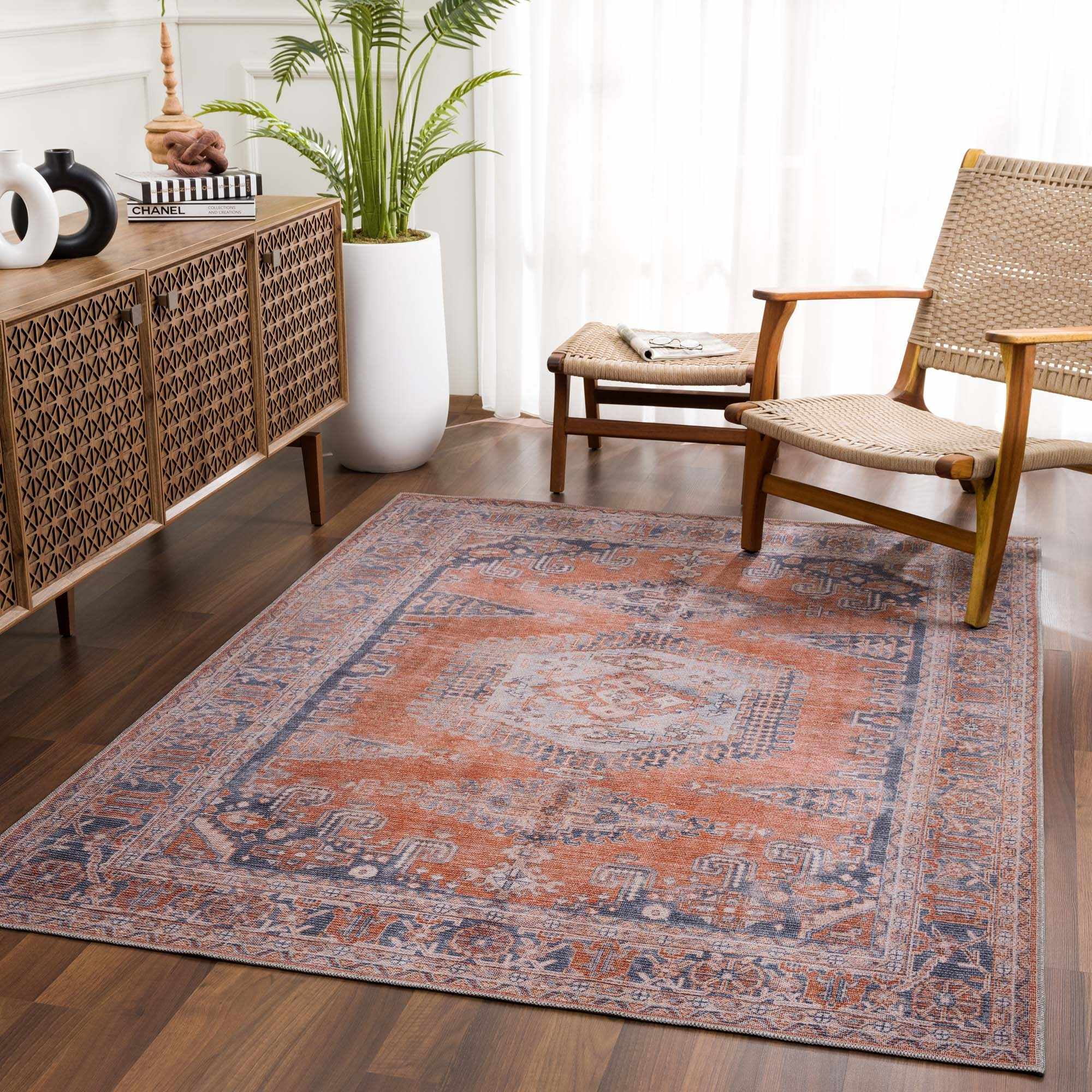 Taber Oriental Persian Bedroom Living Room Area Rug Machine Washable