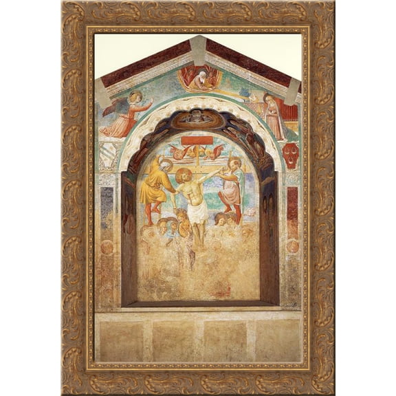 Tabernacle of the Condemned 24x18 Gold Ornate Wood Framed Canvas Art by Benozzo Gozzoli