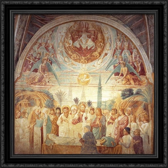 Tabernacle of the Madonna delle Tosse Death of Mary 30x28 Large Black Ornate Wood Framed Canvas Art by Benozzo Gozzoli