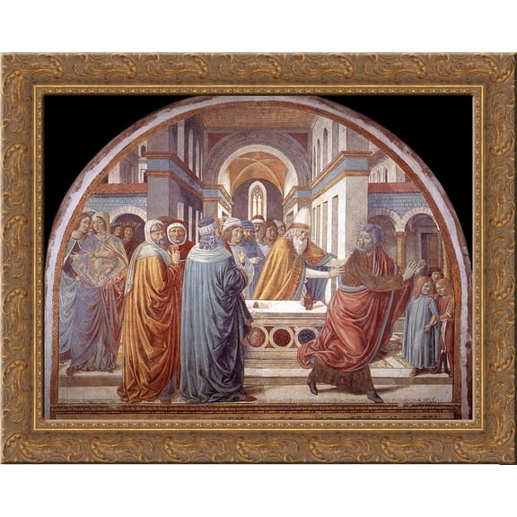 Tabernacle of the Visitation Expultion of Joachim from the Temple 24x20 Gold Ornate Wood Framed Canvas Art by Benozzo Gozzoli