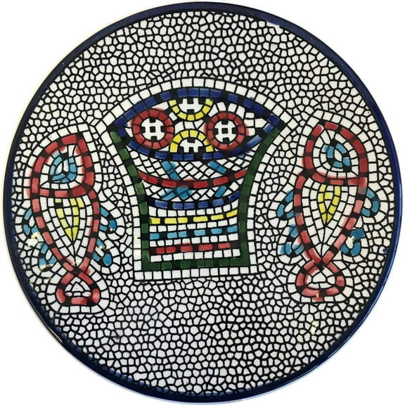 Tabgha - Miracle of Loaves and Fish Armenian ceramic plate - Medium III (5.2 inches or 13cm) - - Asfour Outlet Trademark