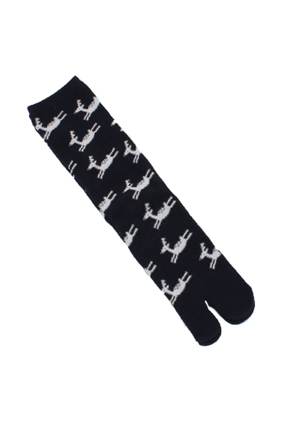 Deer in the Field Trotting Japanese Split Toe Tabi Socks Womens Sz 25-27cm, Navy