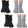 thumbnail image 1 of Tabi Socks, 4 Pairs Cotton Split Toe Socks Elastic Flip Flop Sock for Women Men Unisex(Black, Grey), 1 of 7