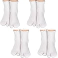 thumbnail image 1 of Tabi Socks, 4 Pairs Cotton Split Toe Socks Elastic Flip Flop Sock for Women Men Unisex(White), 1 of 7