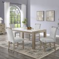 thumbnail image 1 of Tabitha 5-Piece Dining Set: 66" White Faux Marble Table & 4 Light Gray Chairs, Light Oak Finish, Seats 6, Ideal for Kitchen or Dining Room, 1 of 6