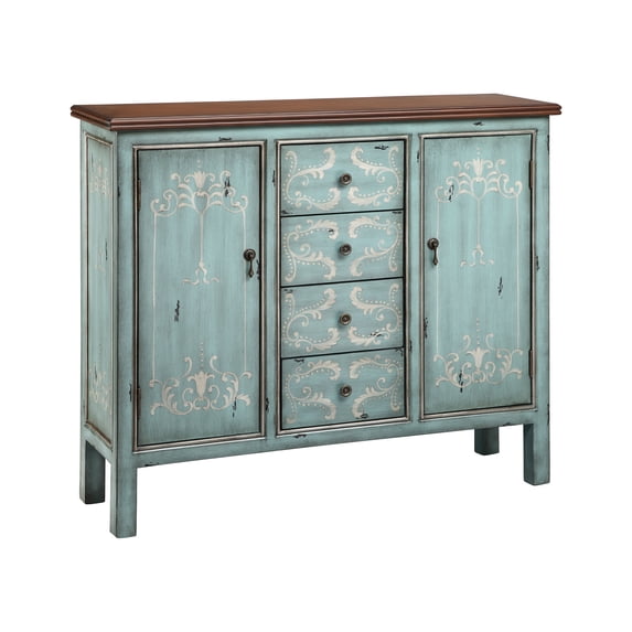 Elk Home Tabitha 2-Door 4-Drawer Transitional Wood Cabinet in Blue/Gray
