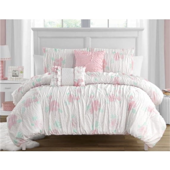 Tabitha Smocked Pink 4-Piece Microfiber