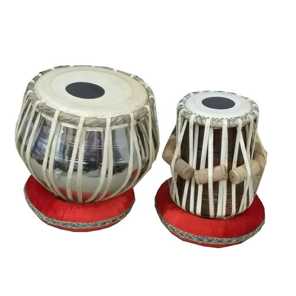 Tabla Drum Set~2.5 Kg Brass Bayan~Chrome Finish~Wooden Dayan~With Hammer,Rings and Bag