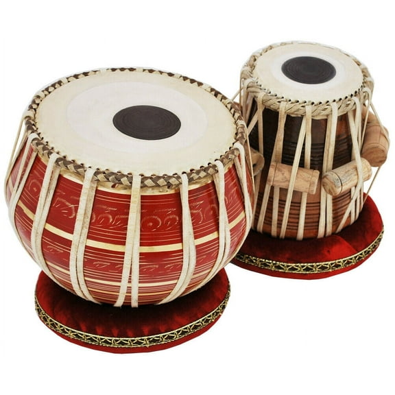 Tabla Drum Set~2.5 Kg Red Painted Designer Bayan~Wooden Dayan