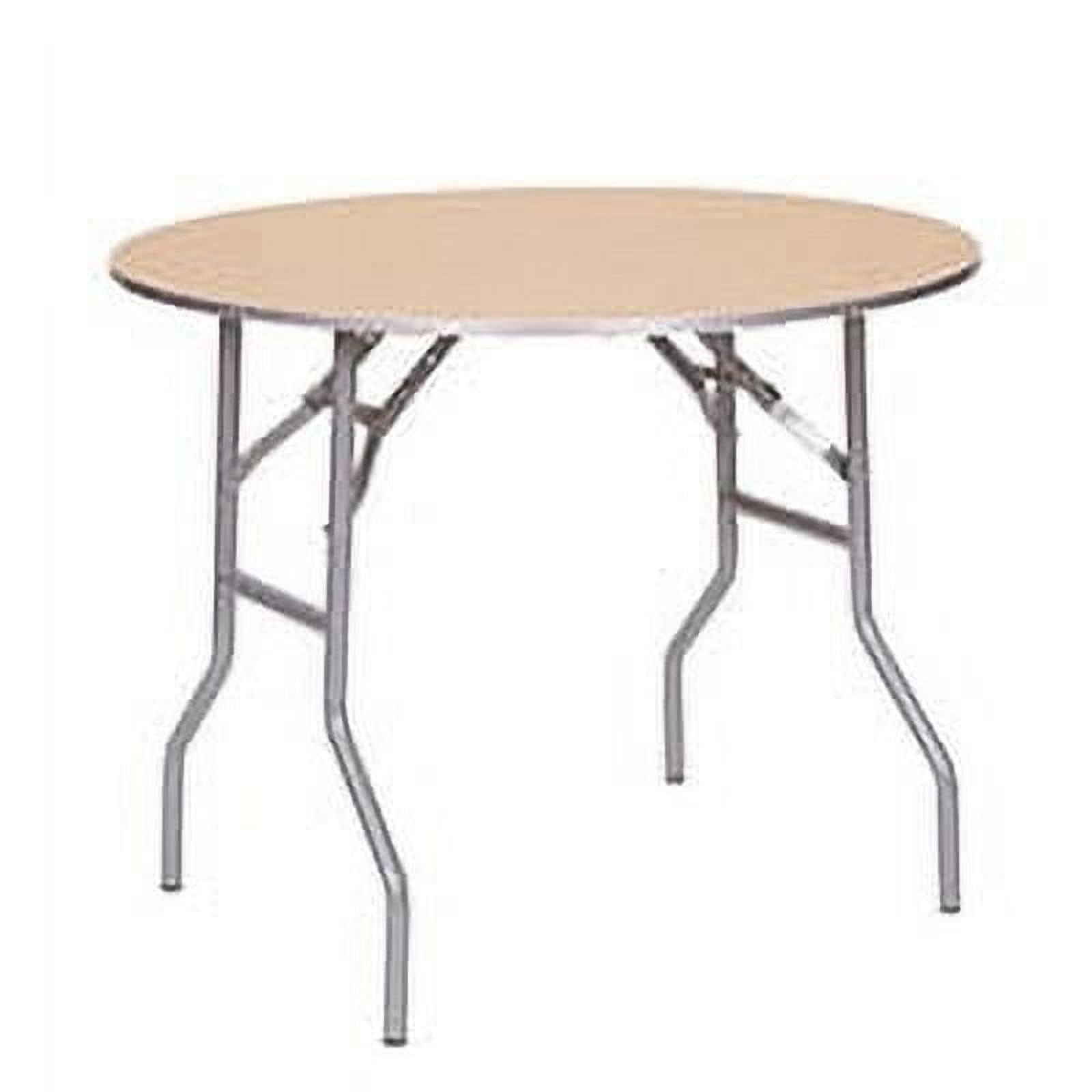 36" Round Birch Wood Banquet Table with Metal Edge