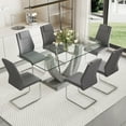 thumbnail image 1 of Table And Chair Set, Large Modern Rectangular Glass Table, Can Accommodate 6-8 People, Equipped With A 0.39-Inch Tempered Glass Tabletop And Large Mdf Table Legs, Comfortable And Soft Chairs., 1 of 9