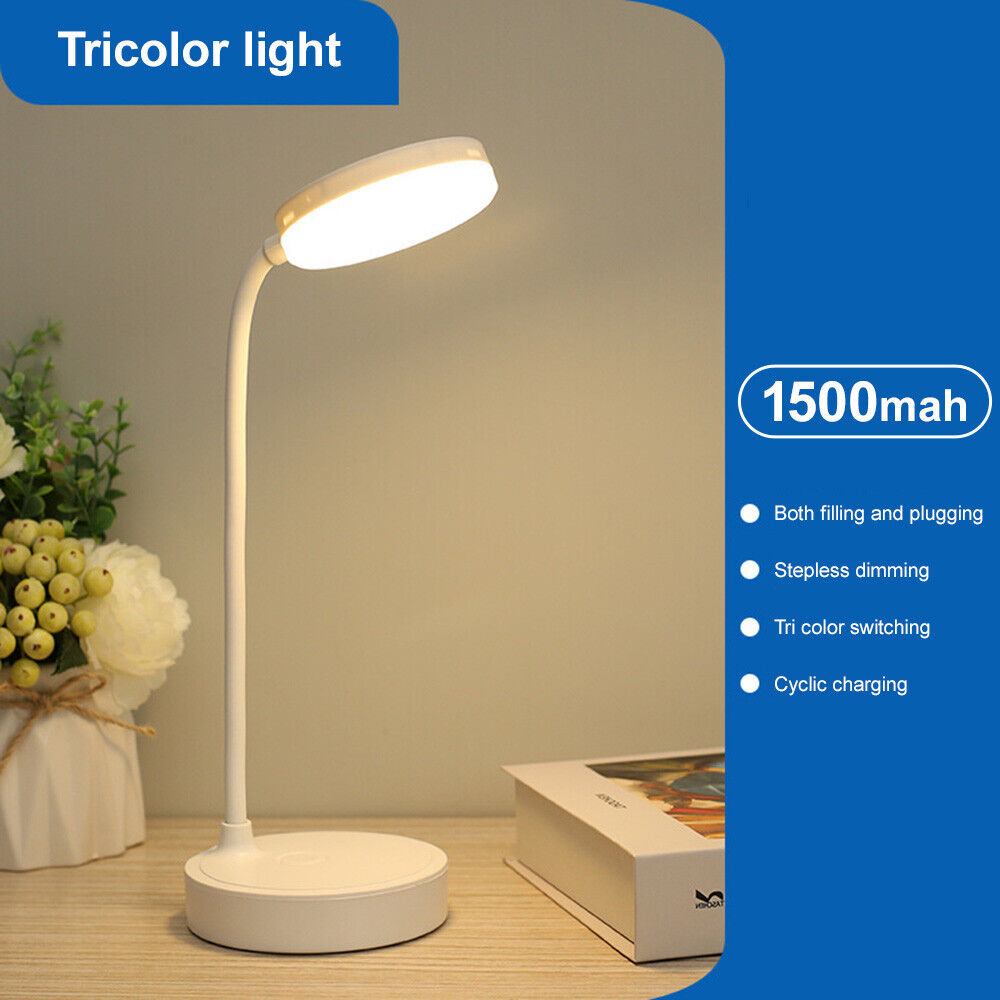 Table Bedside Reading Desk Lamp USB Rechargeable Dimmable LED Study