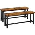 thumbnail image 1 of Table Bench, Pair of 2, Dining Bench, Thickened Steel Frame, Wood Bench, Industrial Style, for Kitchen and Dining Room, 12''Dx38.5''Wx17''H, Rustic Black+Brown, 1 of 17
