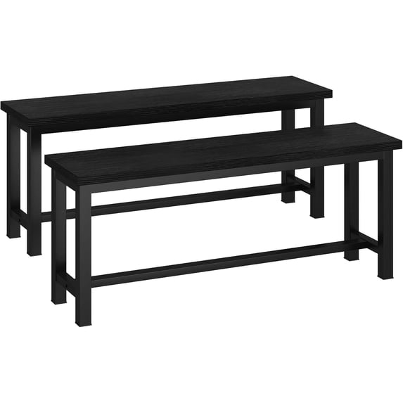 Table Bench, Pair of 2, Dining Bench, Thickened Steel Frame, Wood Bench, Industrial Style for Kitchen and Dining Room, 12"D x 38.5"W x 17"H, Rustic Black