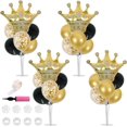Table Centerpiece Balloons Stand Kit Black Gold Latex Confetti