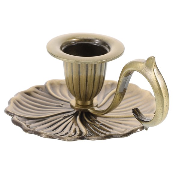 Table Centerpiece Candle Holder in Coffee Metal Pillar Candlestick Decorative Design